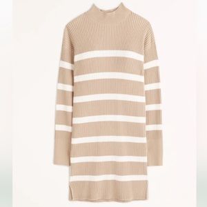 Abercrombie & Fitch Tan and White Striped Sweater Dress, Long sleeved
